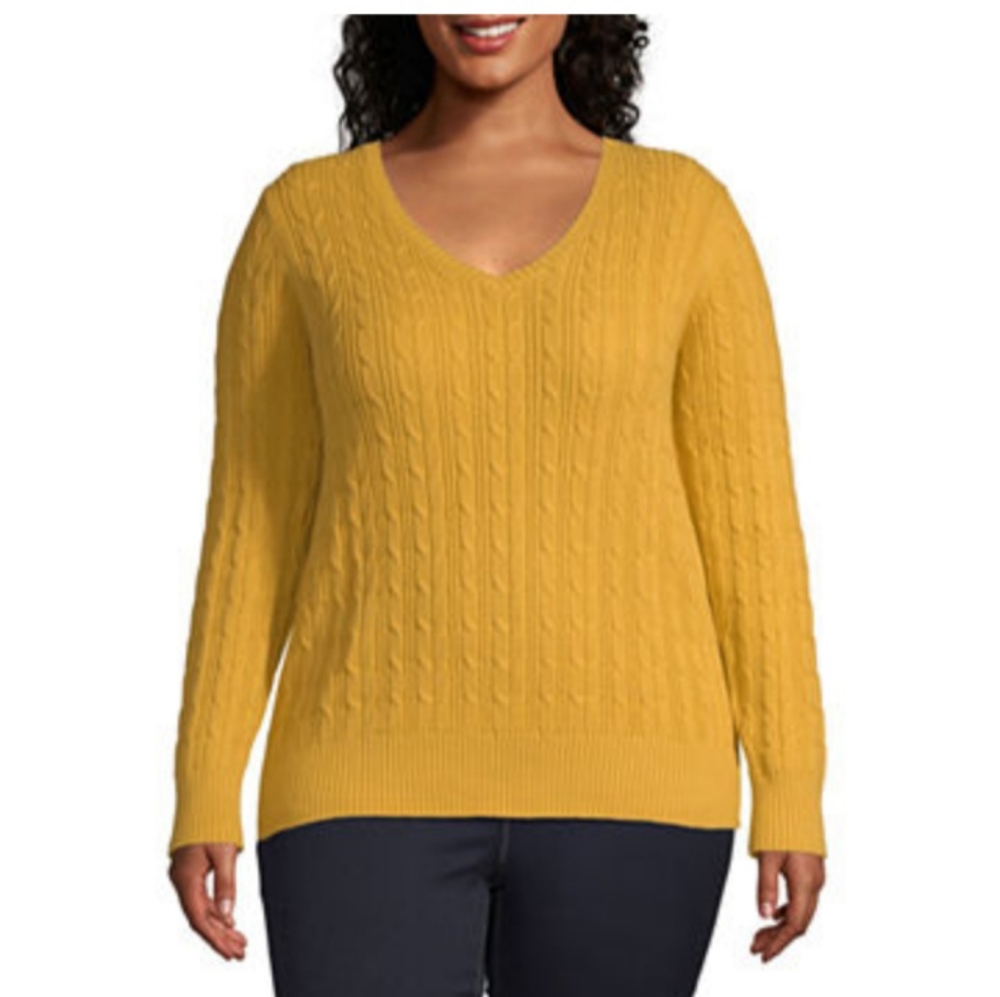 St. John's Bay Plus women V neck long sleeve sweat